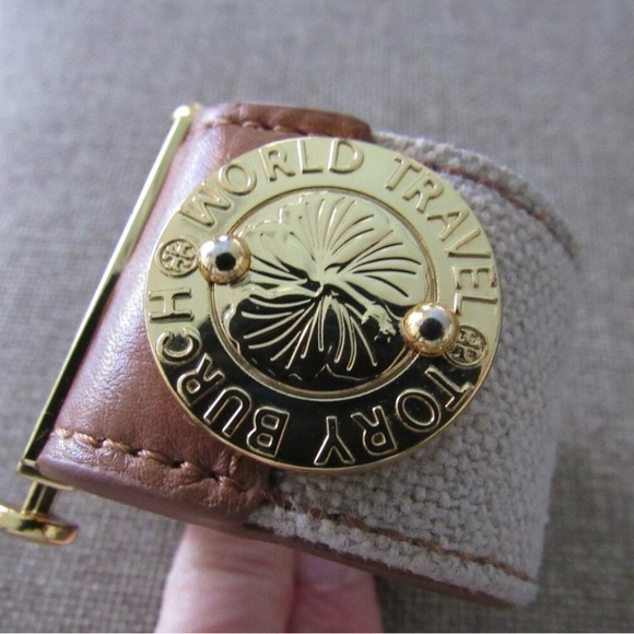 Tory Burch Jewelry - Tory Burch Gold and Tan World Travel Bracelet